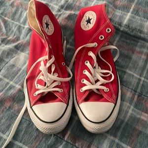 Red converse high tops size 12
